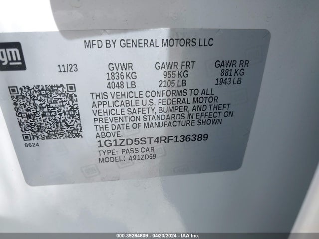 Chevrolet MALIBU LT 2024 1G1ZD5ST4RF136389 Image 9