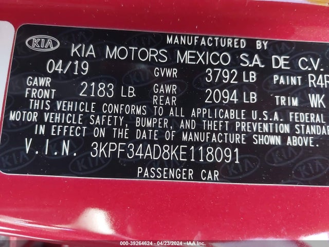 KIA FORTE S 2019 3KPF34AD8KE118091 Image 9