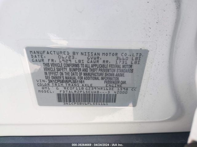 3N1CP5BV6PL551161 Nissan Kicks S Xtronic Cvt