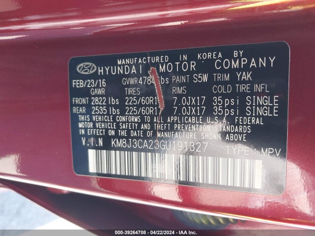 Hyundai Tucson Eco 2016 KM8J3CA23GU191327 Image 9