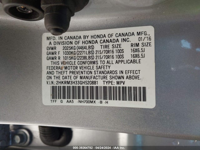 Honda CR-V LX 2016 2HKRM3H33GH520881 Image 9