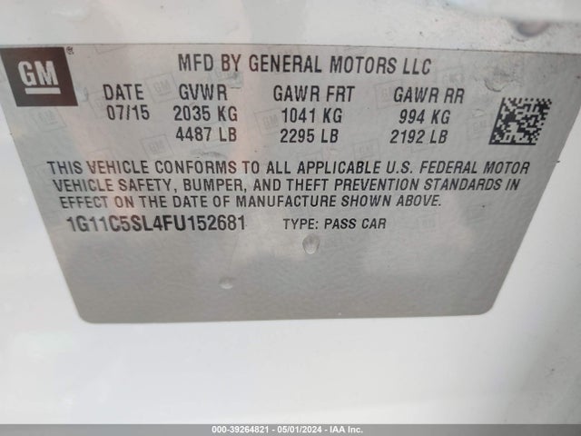 Chevrolet MALIBU 1LT 2015 1G11C5SL4FU152681 Image 9