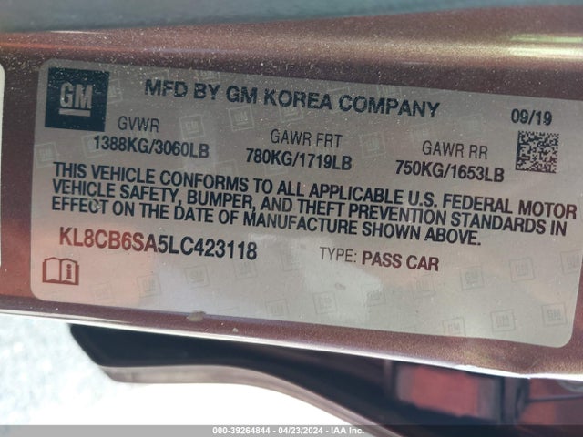 Chevrolet Spark Fwd Ls Automatic 2020 KL8CB6SA5LC423118 Image 9