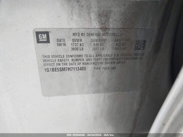 Chevrolet Cruze Lt Auto 2017 1G1BE5SM7H7113480 Image 9