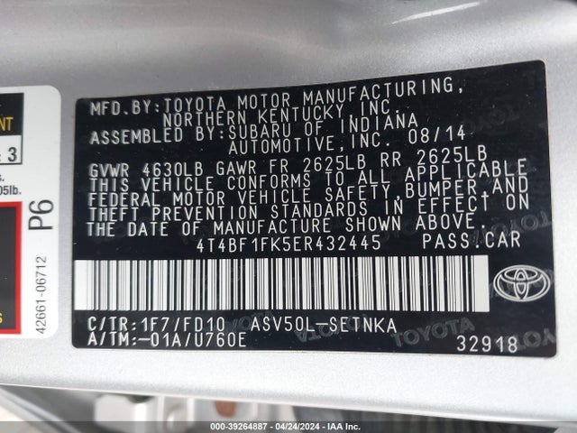 Toyota CAMRY LE 2014 4T4BF1FK5ER432445 Image 9