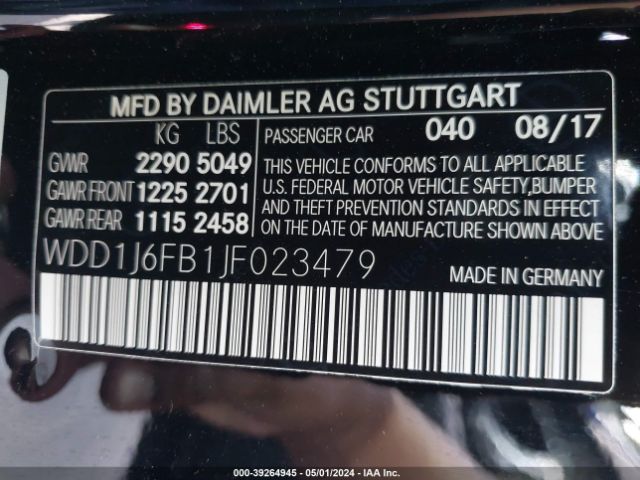 WDD1J6FB1JF023479 Mercedes-Benz E 400