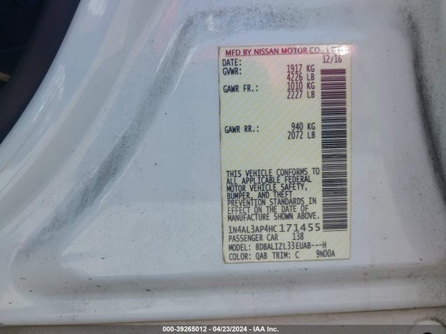 Nissan Altima 2.5 Sv 2017 1N4AL3AP4HC171455 Image 9
