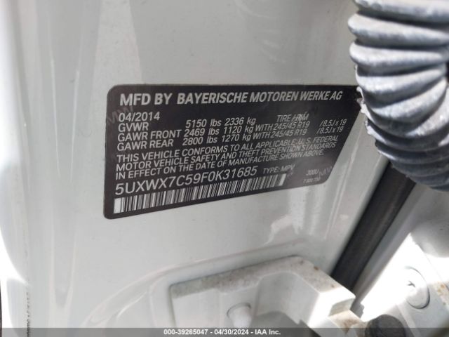 5UXWX7C59F0K31685 BMW X3 Xdrive35i