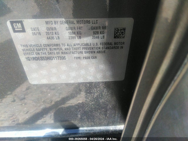 Chevrolet Volt Premier 2017 1G1RD6S53HU117396 Image 9