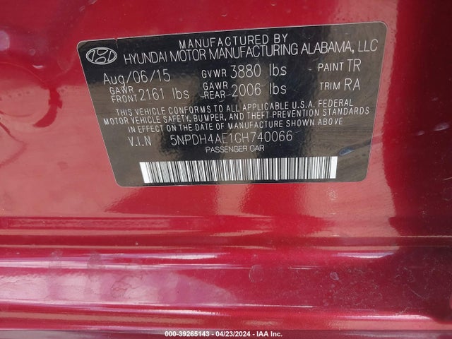 Hyundai ELANTRA SE 2016 5NPDH4AE1GH740066 Image 9