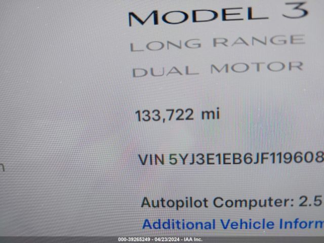 5YJ3E1EB6JF119608 Tesla Model 3 Long Range/performance