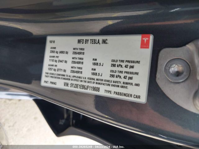 5YJ3E1EB6JF119608 Tesla Model 3 Long Range/performance