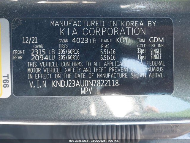 KIA SOUL LX 2022 KNDJ23AU0N7822118 Image 9