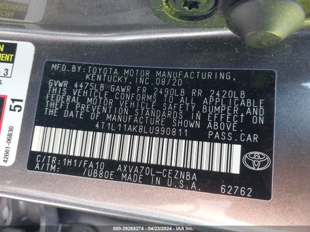 Toyota CAMRY LE 2020 4T1L11AK8LU990811 Image 9