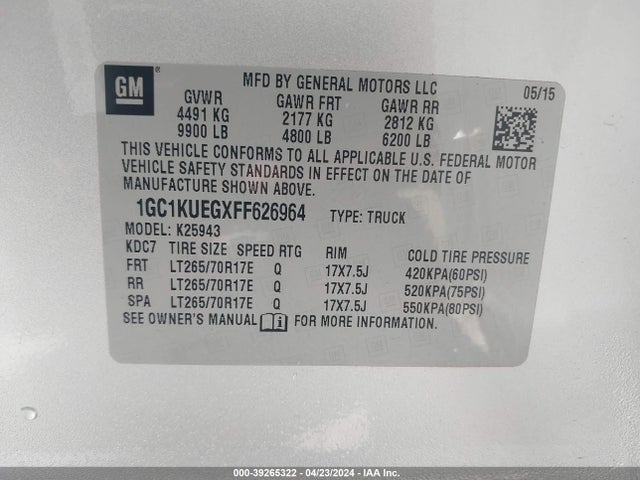Chevrolet Silverado 2500hd Wt 2015 1GC1KUEGXFF626964 Image 9