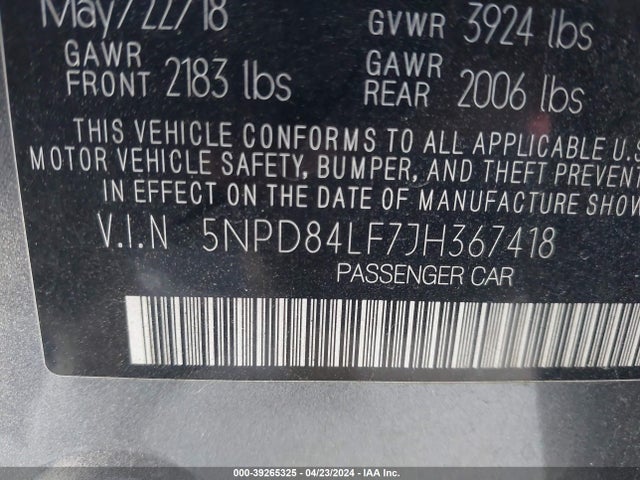 Hyundai Elantra Value Edition 2018 5NPD84LF7JH367418 Image 9
