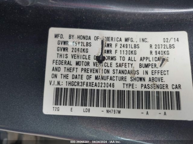 1HGCR3F8XEA023046 Honda Accord Ex-l V-6