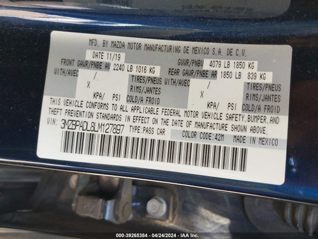 Mazda Mazda3 Preferred Package 2020 3MZBPADL8LM127897 Image 9