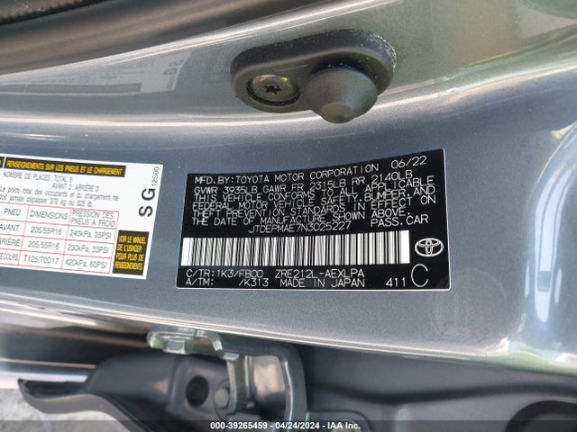 Toyota COROLLA LE 2022 JTDEPMAE7N3025227 Image 9