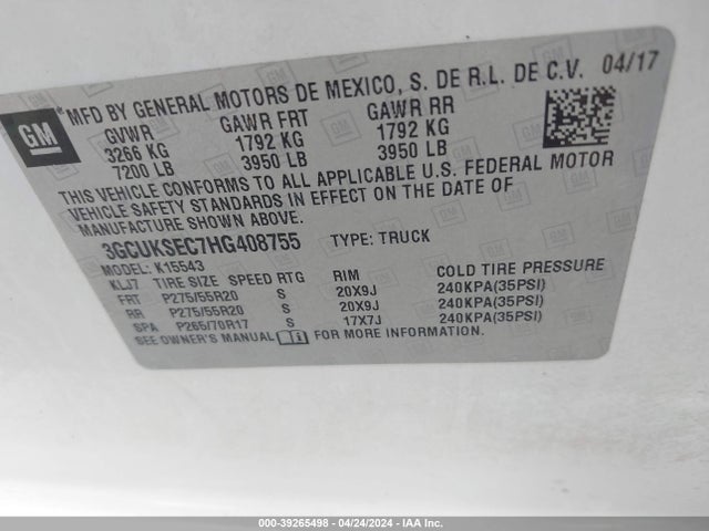 Chevrolet Silverado 1500 2lz 2017 3GCUKSEC7HG408755 Image 9