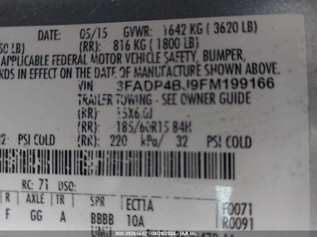 3FADP4BJ9FM199166 Ford FIESTA SE