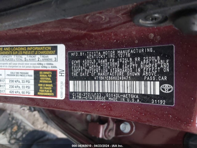 Toyota Avalon 2017 4T1BK1EB6HU249471 Image 9