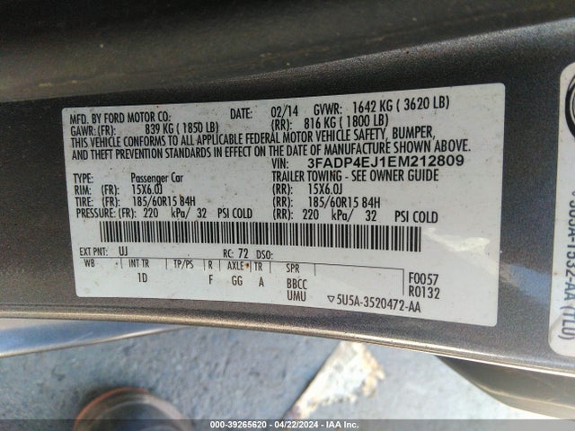 Ford FIESTA SE 2014 3FADP4EJ1EM212809 Image 9