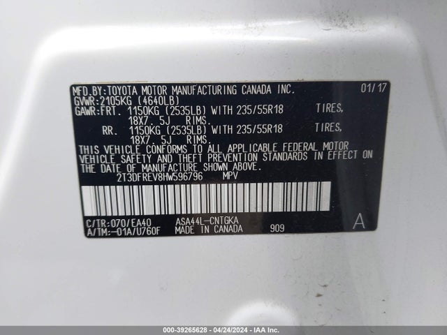 Toyota Rav4 Limited 2017 2T3DFREV8HW596796 Image 9