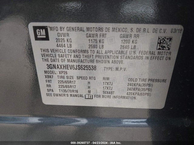 Chevrolet EQUINOX LS 2018 3GNAXHEV6JS625538 Image 9