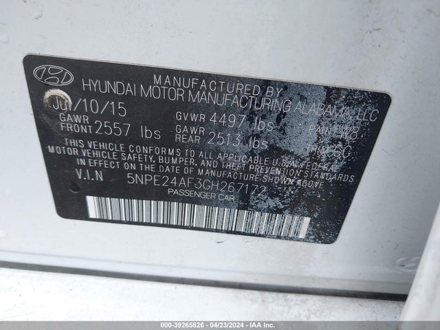 Hyundai SONATA SE 2016 5NPE24AF3GH267172 Image 9