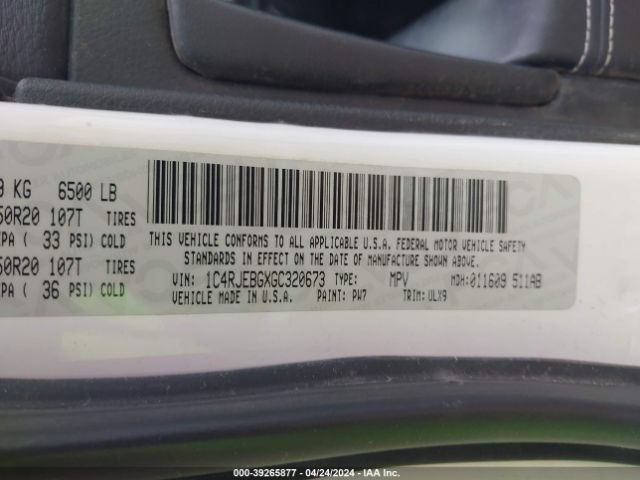 1C4RJEBGXGC320673 Jeep Grand Cherokee Limited