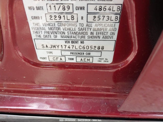 1990 JAGUAR VANDENPLAS SAJMY1747LC605288 Photo 8