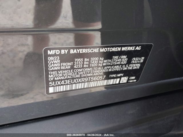 5UX43EU0XR9T56057 BMW X5 Phev Xdrive50e