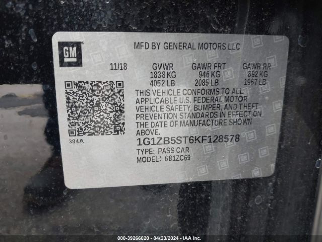 1G1ZB5ST6KF128578 Chevrolet Malibu 1ls