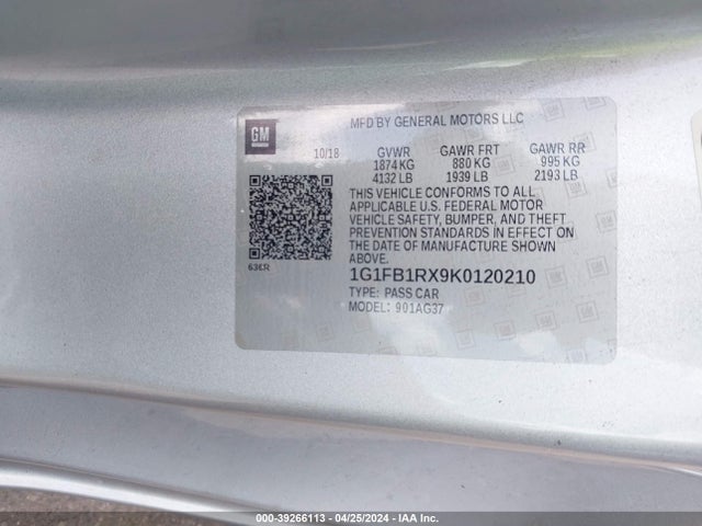 Chevrolet Camaro 1lt 2019 1G1FB1RX9K0120210 Image 9