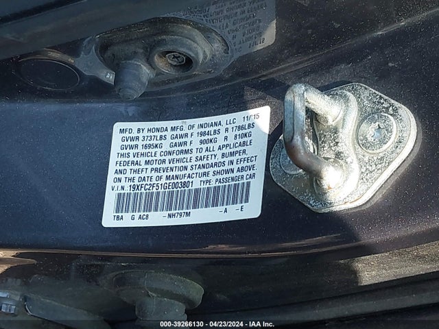 Honda Civic Lx 2016 19XFC2F51GE003801 Image 9