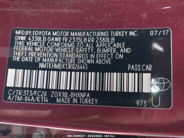 NMTKHMBX1JR026445 Toyota C-hr Xle Premium