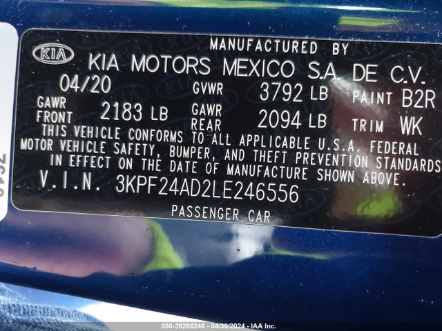 KIA Forte Lxs 2020 3KPF24AD2LE246556 Image 9