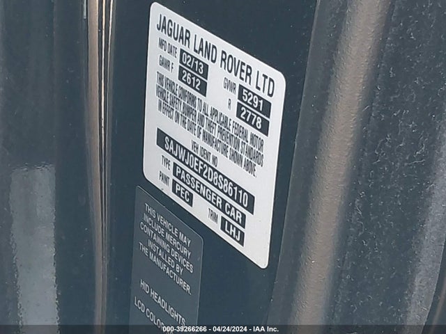 2013 JAGUAR XF SAJWJ0EF2D8S86110 Photo 8