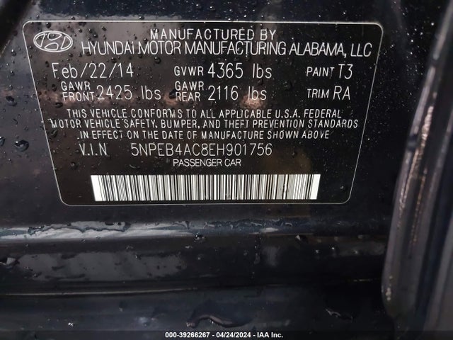 Hyundai SONATA GLS 2014 5NPEB4AC8EH901756 Image 9