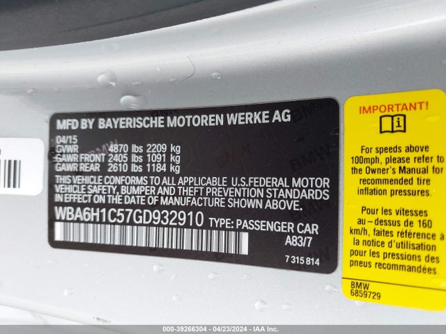 BMW 640i 2016 WBA6H1C57GD932910 Image 9