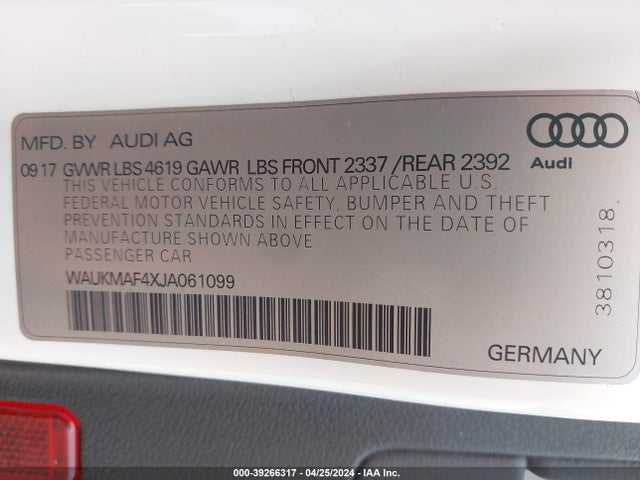 WAUKMAF4XJA061099 Audi A4 2.0t Tech Ultra Premium/2.0t Ultra Premium