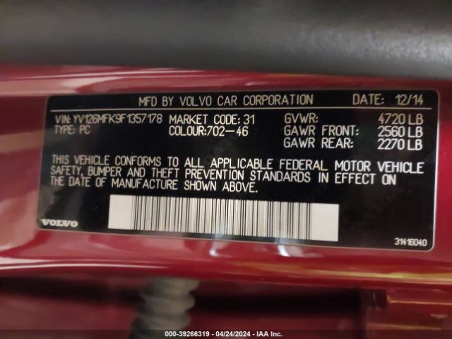 YV126MFK9F1357178 Volvo S60 T5 Premier