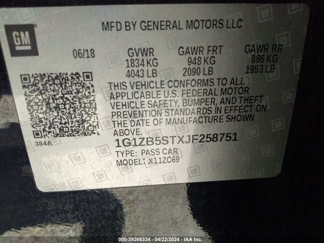 Chevrolet Malibu 1ls 2018 1G1ZB5STXJF258751 Image 9