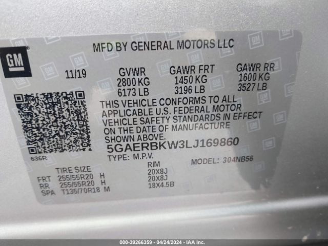 5GAERBKW3LJ169860 Buick Enclave Fwd Essence