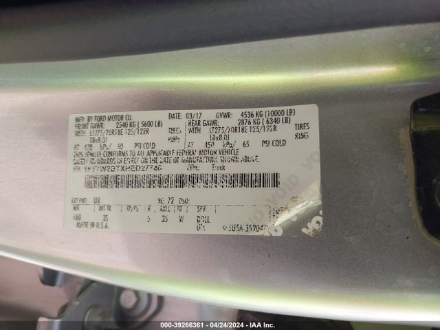 Ford F-250 Xlt 2017 1FT7W2BTXHED27746 Image 9