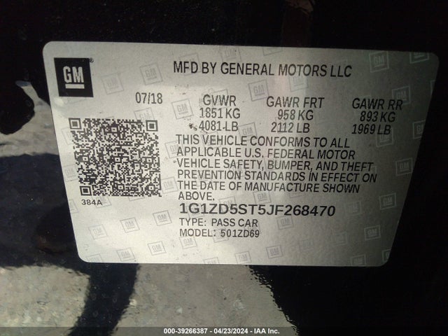Chevrolet MALIBU LT 2018 1G1ZD5ST5JF268470 Image 9
