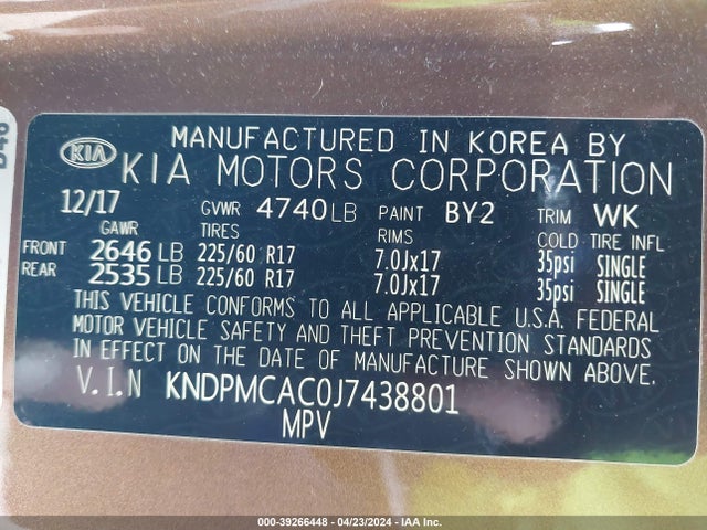 KIA Sportage Lx 2018 KNDPMCAC0J7438801 Image 9