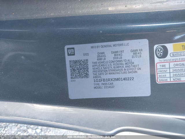 Chevrolet Camaro Rwd  1ls 2021 1G1FB1RX2M0140222 Image 9