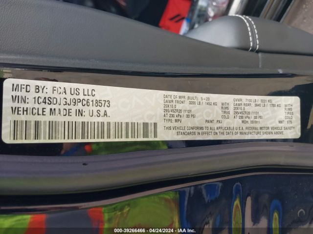 1C4SDJGJ9PC618573 Dodge Durango Srt 392 Premium Awd
